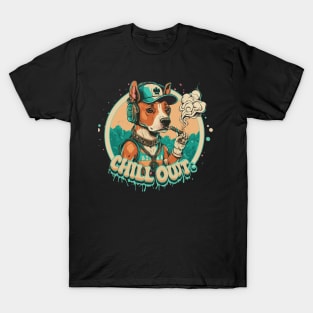 Hip Hop Dog Chill Out design smoking weed cool dog T-Shirt